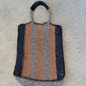 Colorblock Woven Straw Bag with Handles